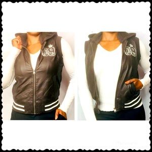 Snobbish- Women’s Hooded Faux Leather Vest